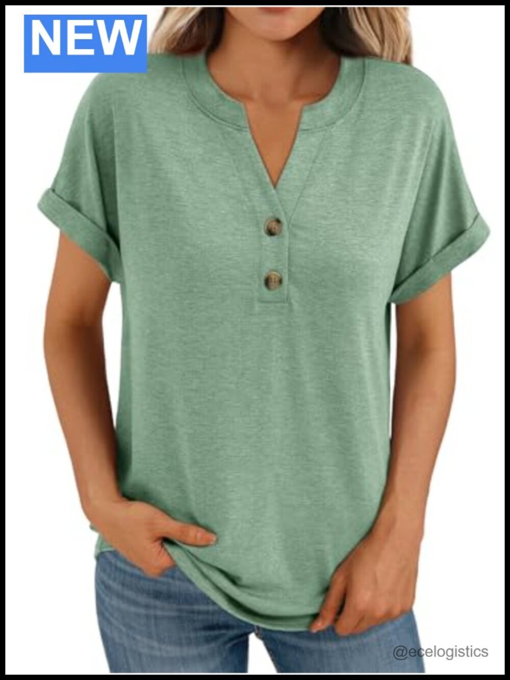 Henley Short Sleeve Blouses for Women Business Casual Summer Tops